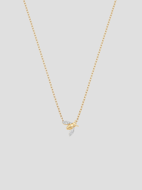 Queen Bee Yellow Gold White Diamond Petite 16" Necklace,Sara Weinstock,- Fivestory New York