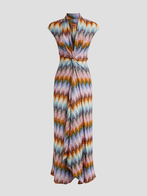 Multicolor Twist Front Midi Dress