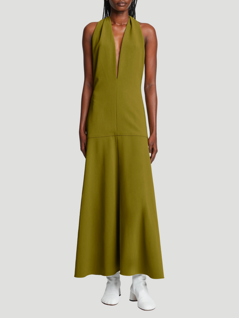Matte Viscose Crepe Twist Back Dress in Olive,PROENZA SCHOULER,- Fivestory New York