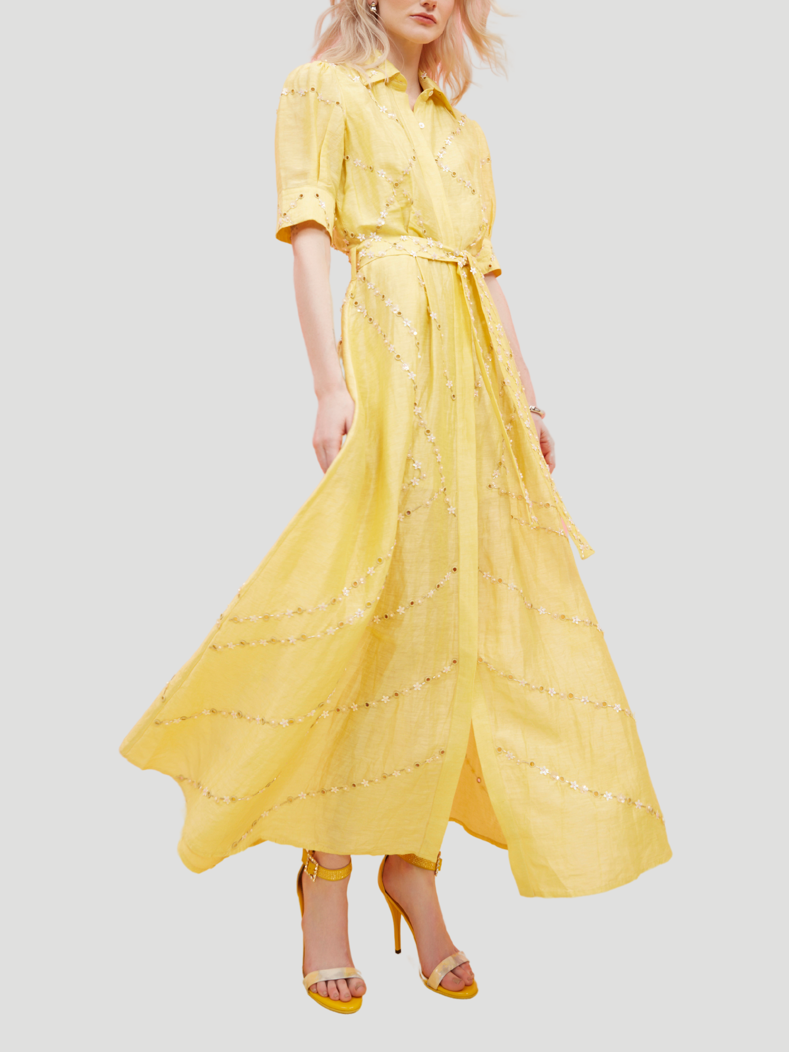 eyelet embroidered shirt dress Ladies - Green Broderie-anglaise cotton shirt dress - Size: XS