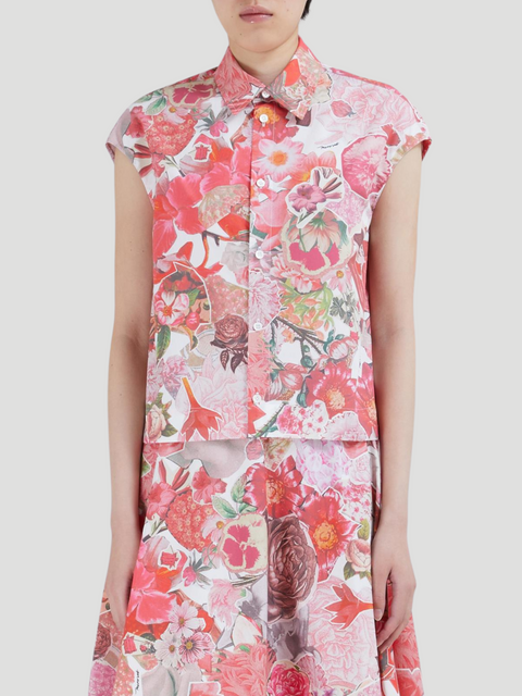 Floral Cotton Poplin Sleeveless Shirt,Marni,- Fivestory New York