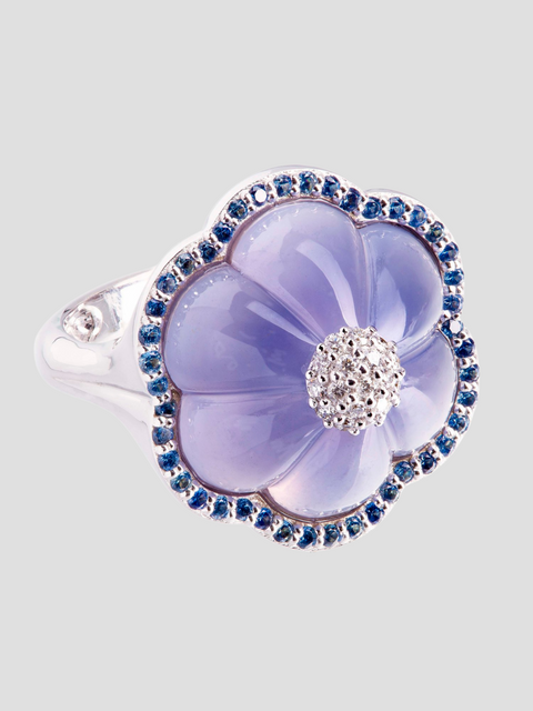 Hard Carved Blue Flower Ring,Guita M,- Fivestory New York
