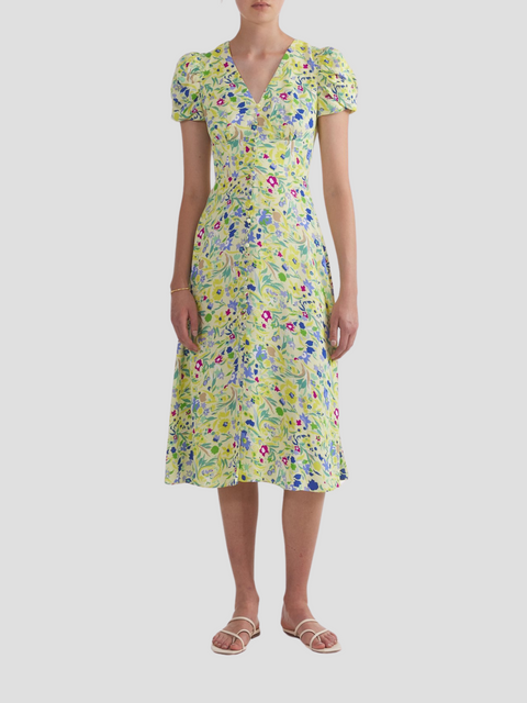 Margot Floral Short Sleeve Midi Dress