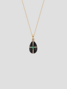 Yellow Gold Diamond Onyx and Emerald Egg Charm Pendant,Ri Noor,- Fivestory New York