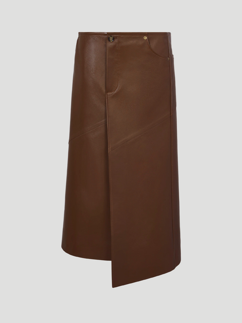 Chestnut Nappa Leather Midi Skirt,PROENZA SCHOULER,- Fivestory New York