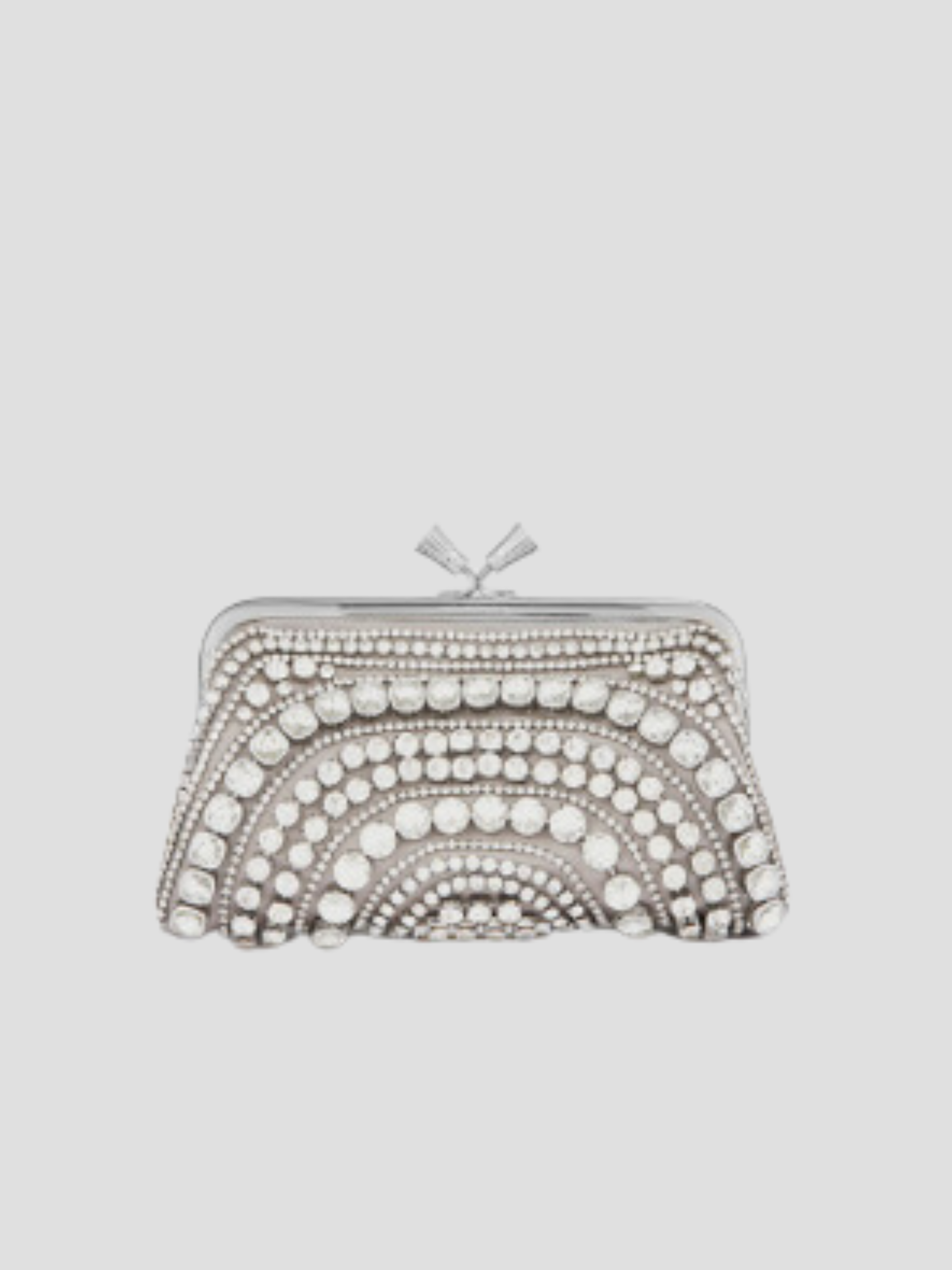 Silver Maud Tassel Clutch in Crystal Embellished Satin,Anya Hindmarch,- Fivestory New York