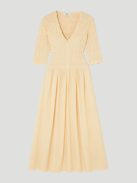 Juni Garment Dye V-Neck Smocked Dress,SEA,- Fivestory New York