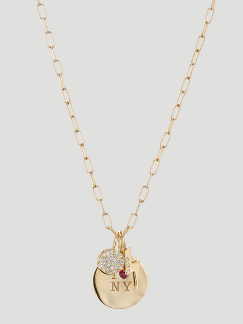 I  ❤️  NY Charm, Lightning Bolt & Pavé Diamond Charm Necklace Set,Ali Grace Jewelry,- Fivestory New York