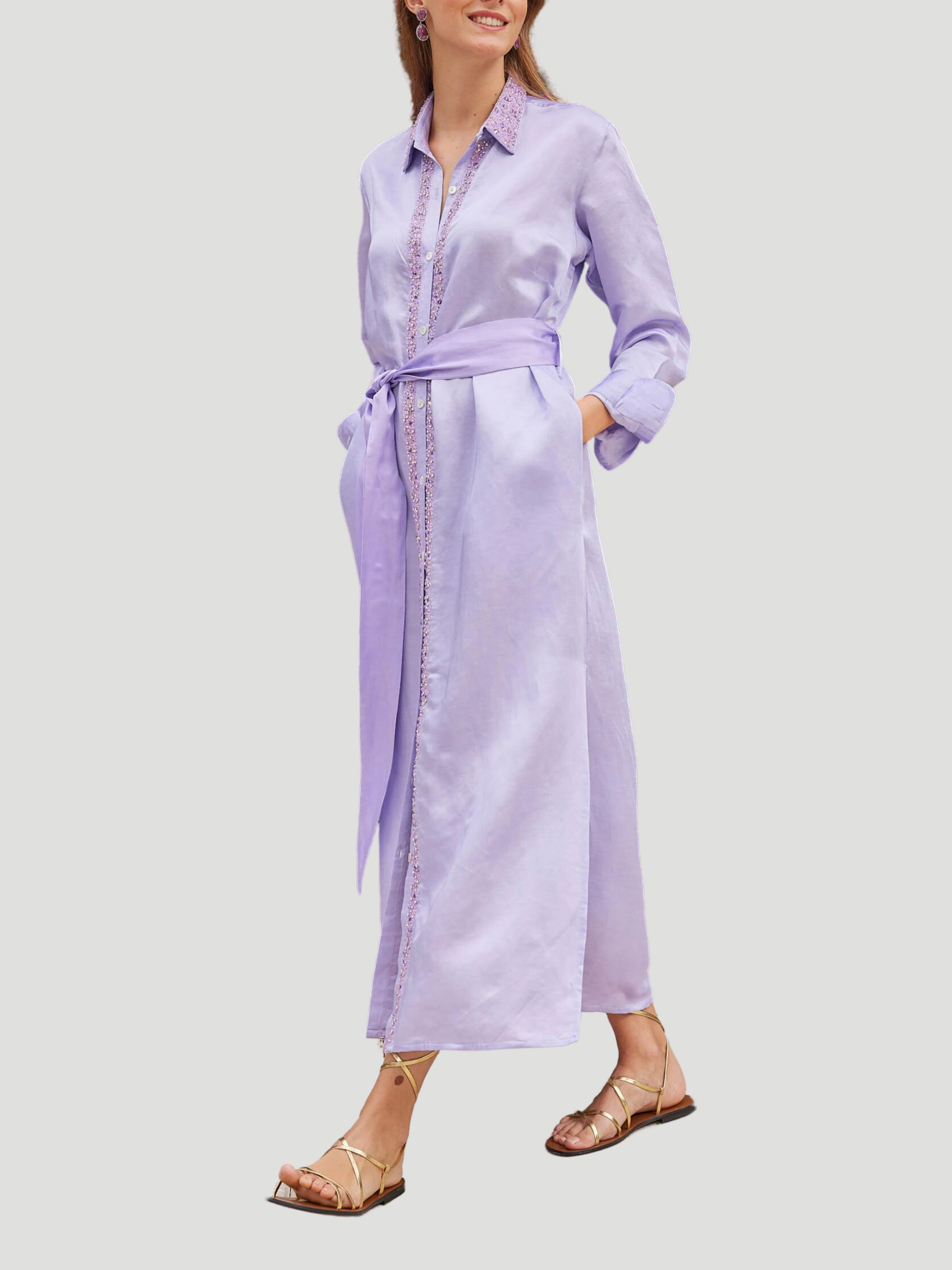 Kara 52" Shirtdress in Lilac,Bella Tu,- Fivestory New York