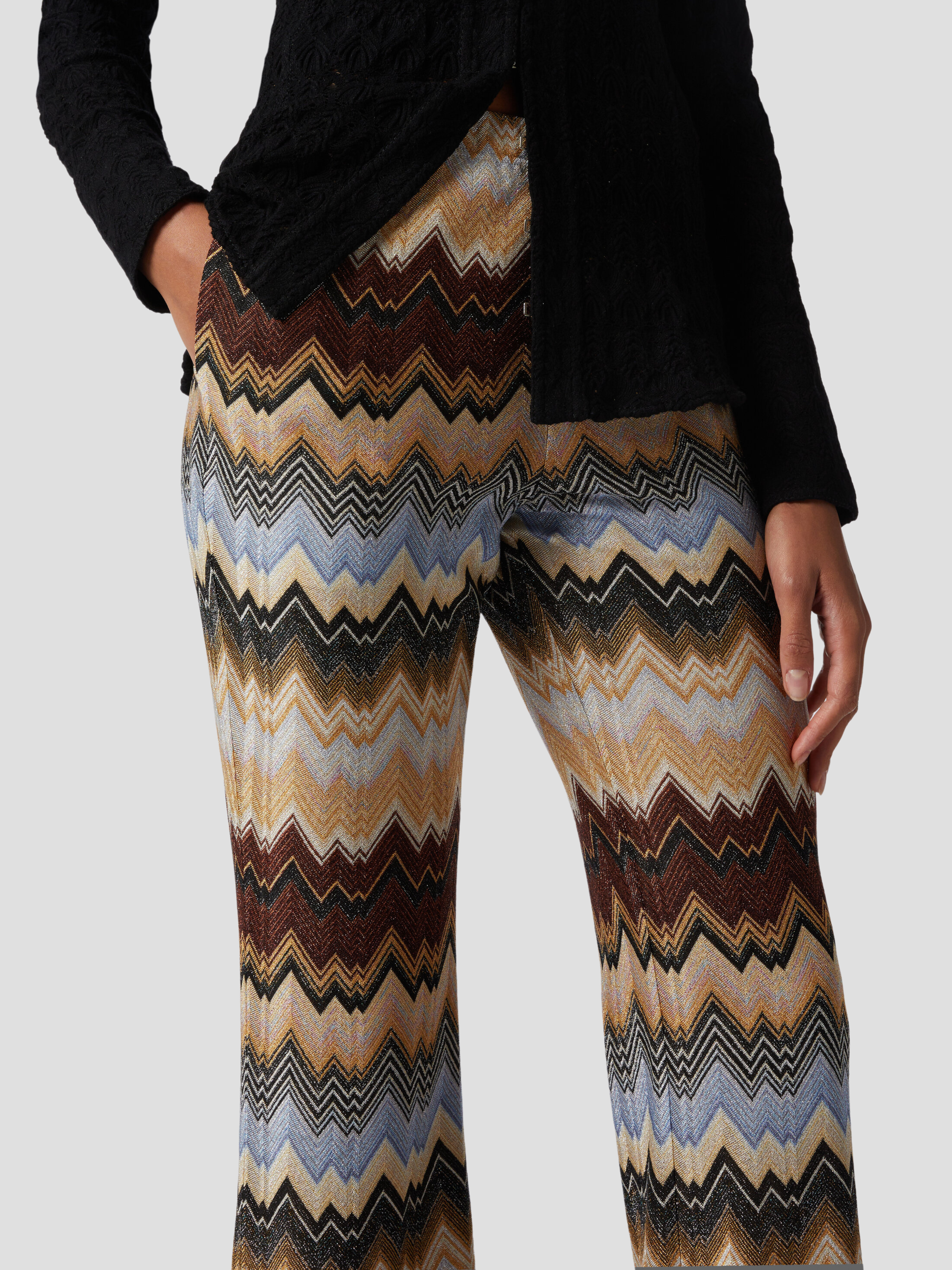 Brown Multi Zig Zag Pant,MISSONI,- Fivestory New York