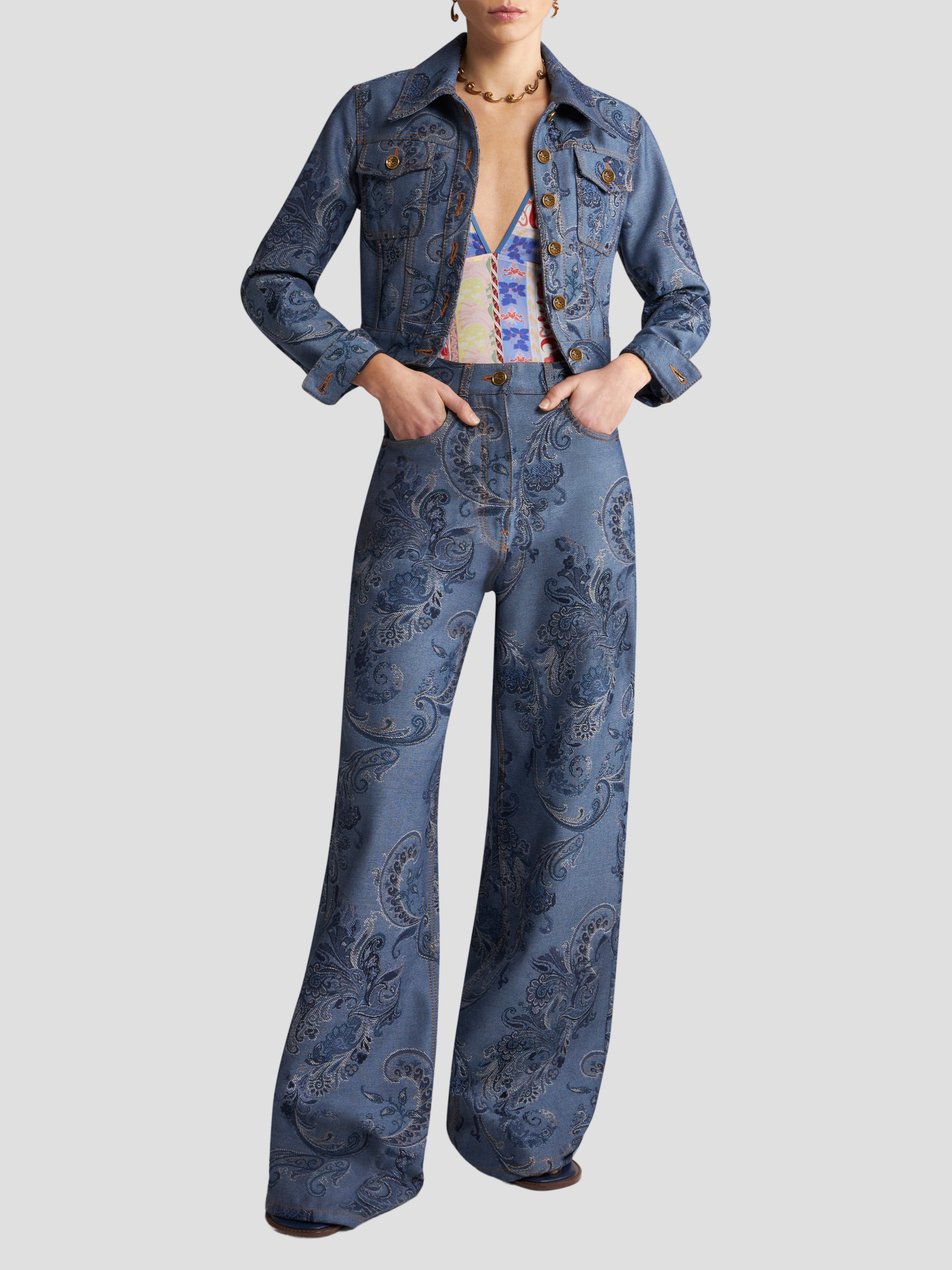 Printed Denim Jeans,ETRO,- Fivestory New York