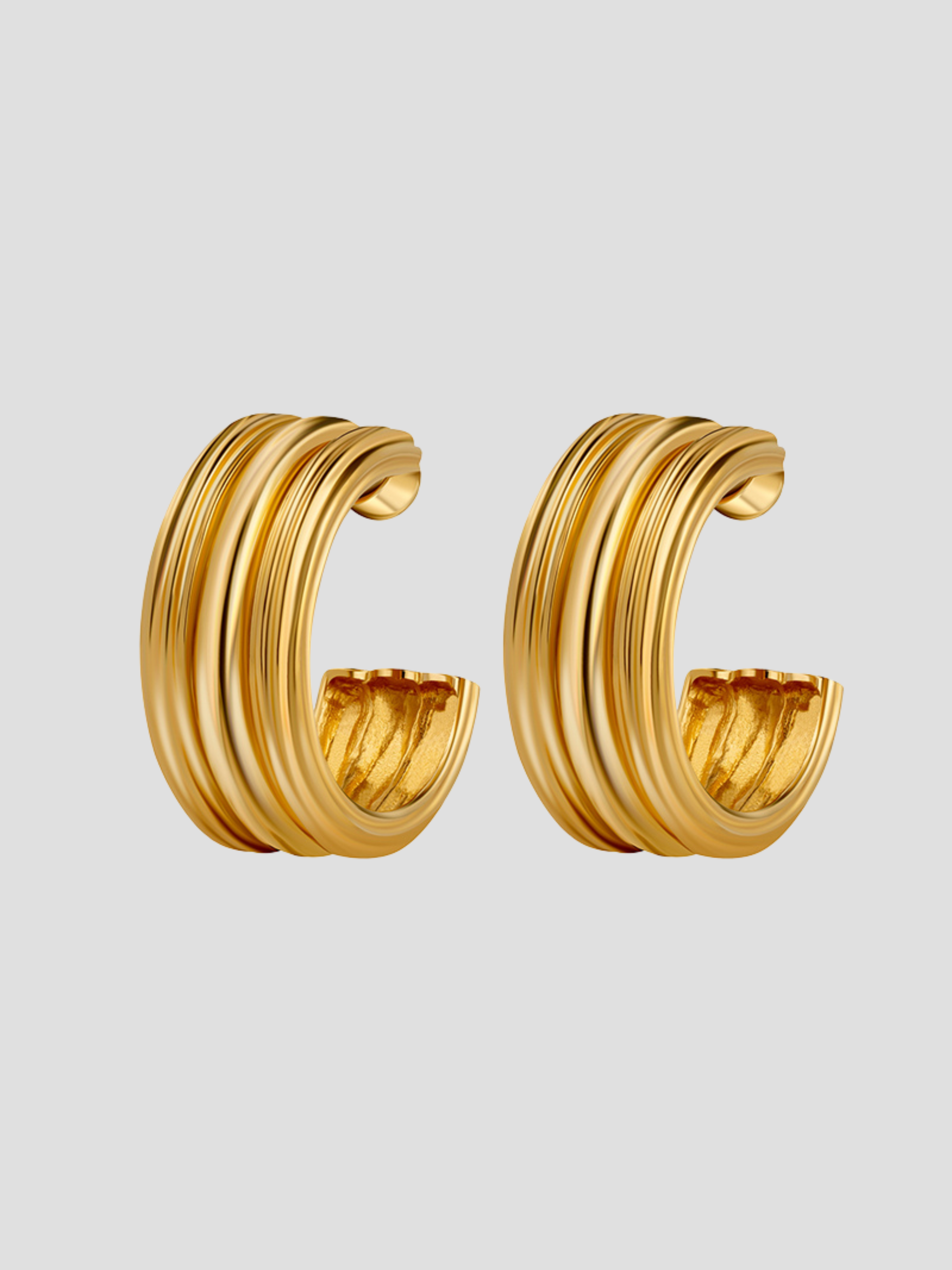 Triple Hoop Earring Gold,Christina Caruso,- Fivestory New York