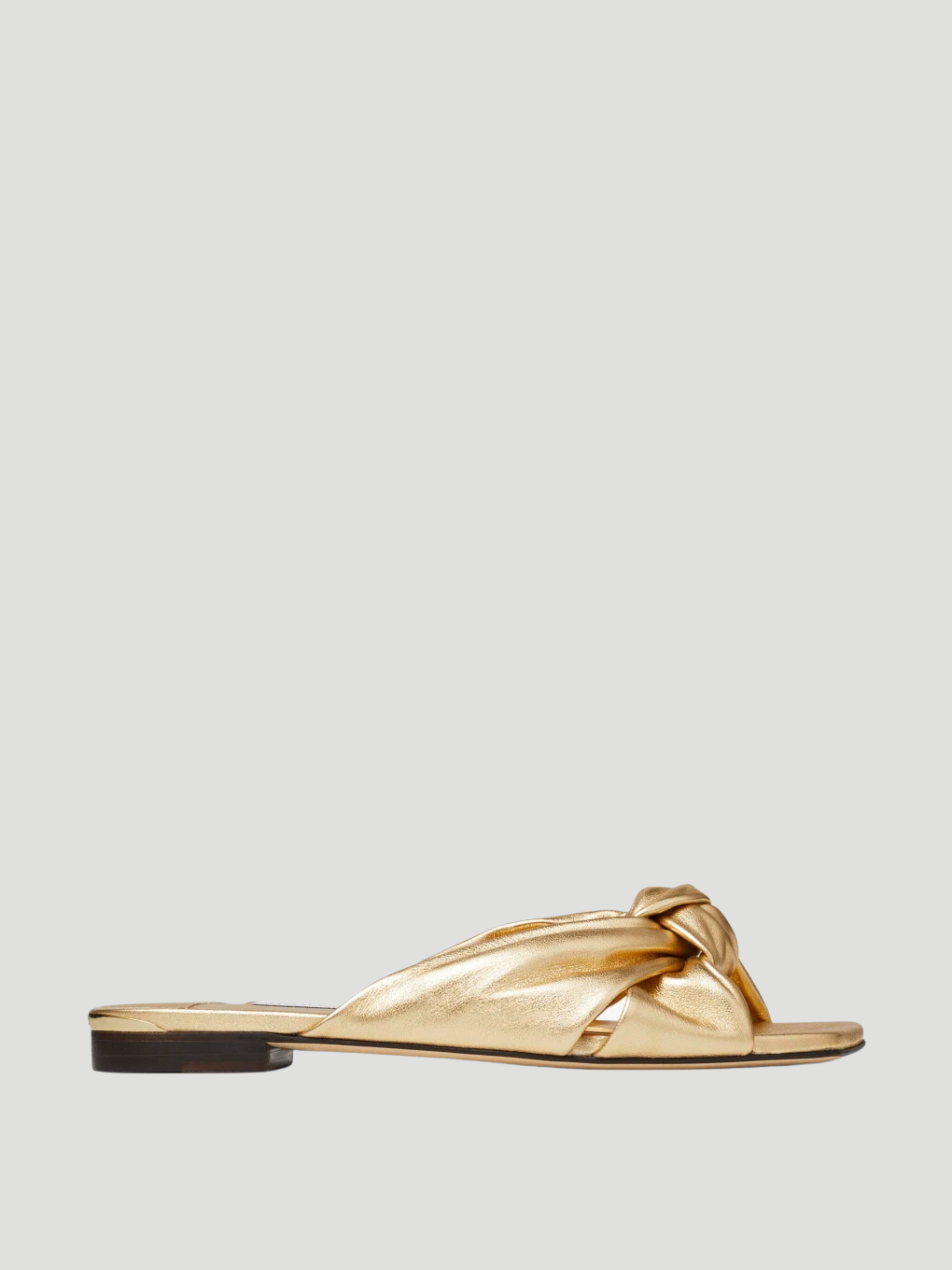 Gold Leather Avenue Knot Flat,Jimmy Choo,- Fivestory New York