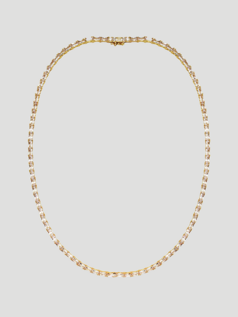 20" Gold Baguette Tennis Necklace,elaMariie,- Fivestory New York