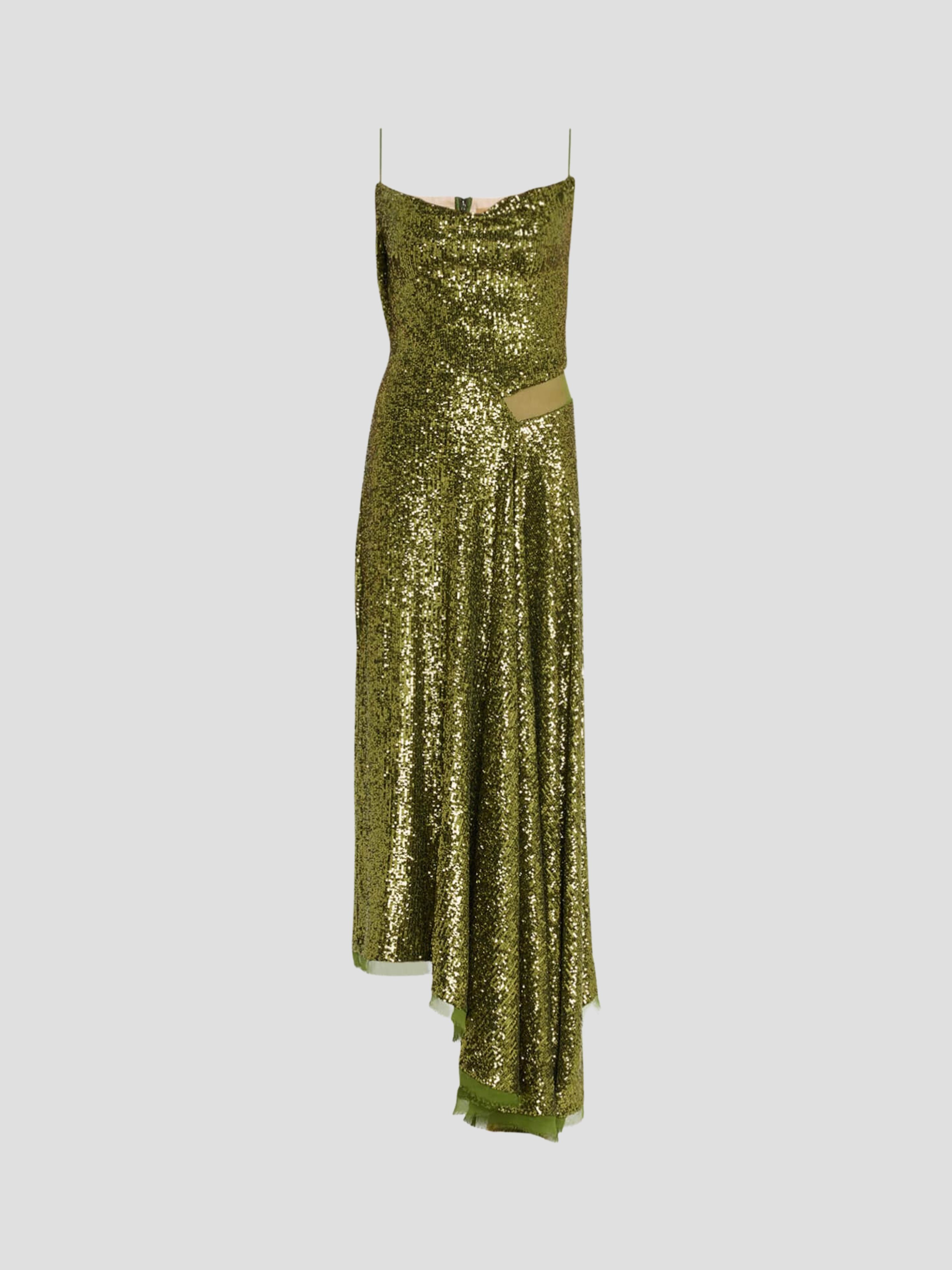 Sequin and Chiffon Sleeveless Dress in Green,Jason Wu Collection,- Fivestory New York