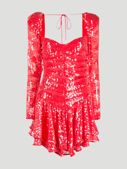 Lace Sequin Ruffle Dress,ROTATE Birger Christensen,- Fivestory New York