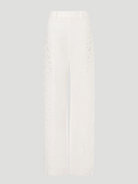 White Embroidered Straight Leg Pant,Alberta Ferretti,- Fivestory New York