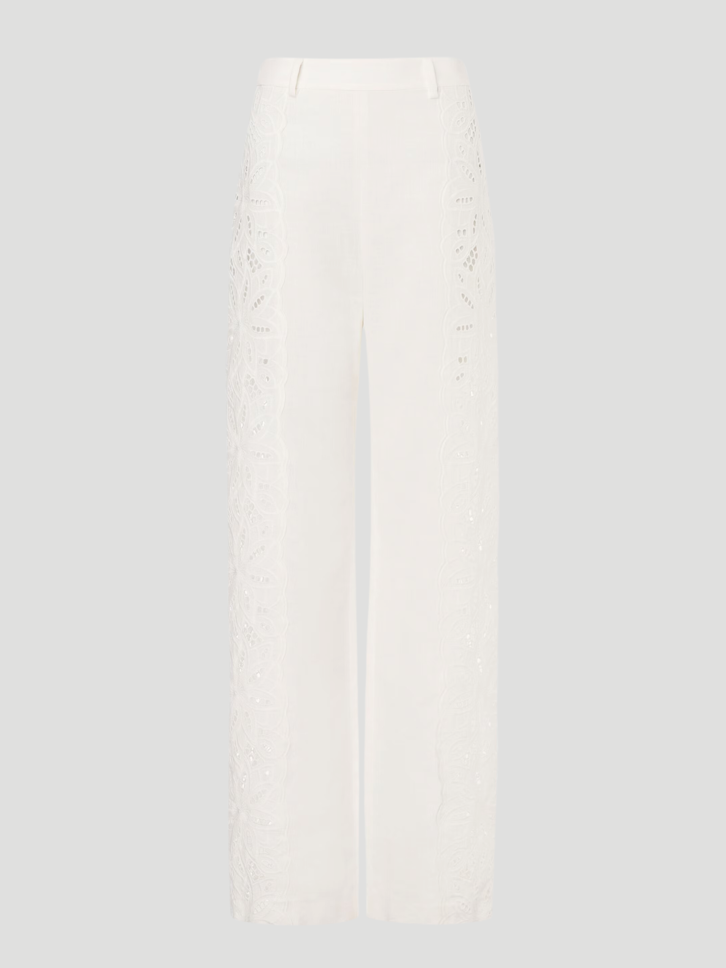 White Embroidered Straight Leg Pant,Alberta Ferretti,- Fivestory New York