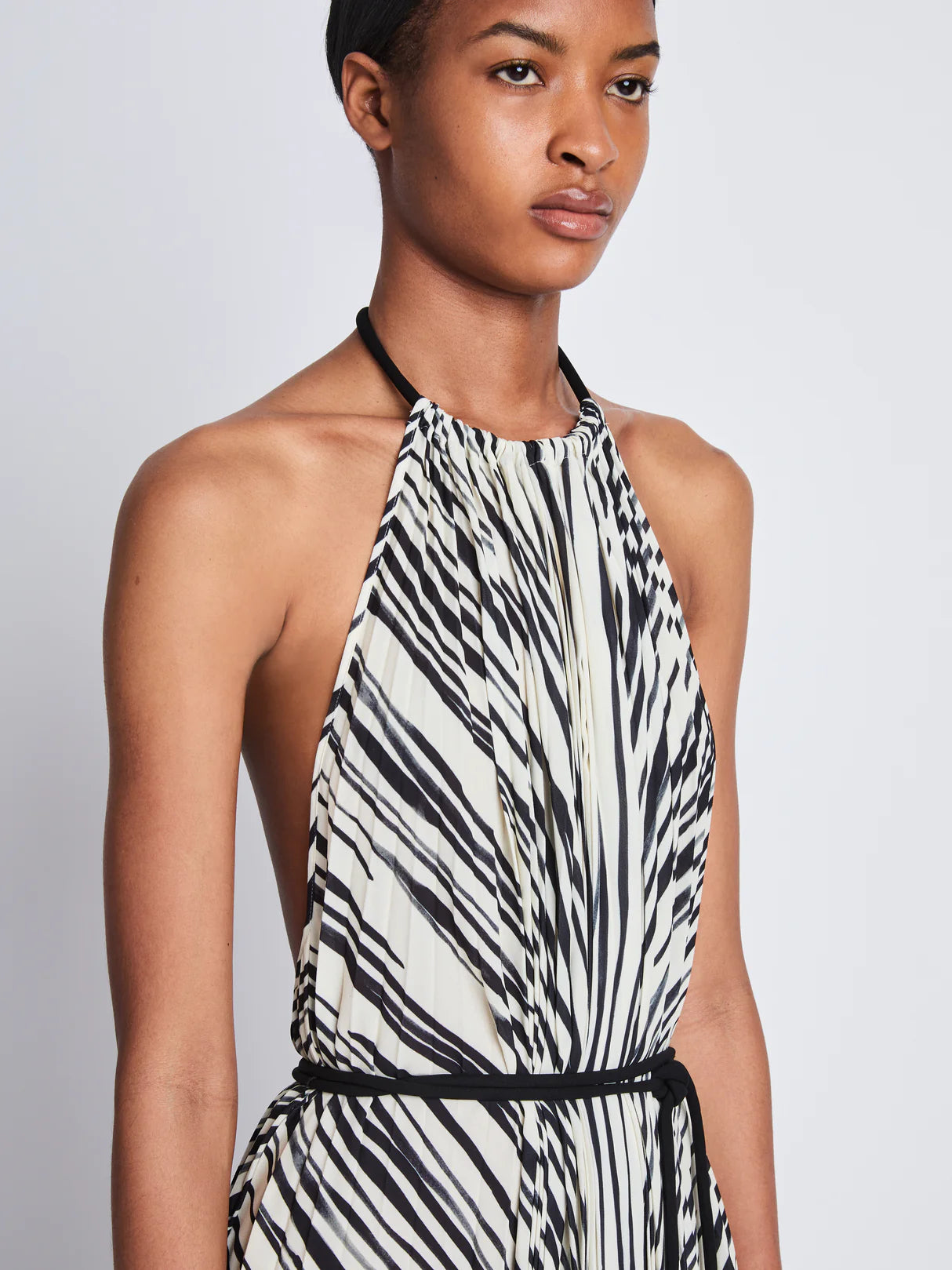 Frida Halter Dress In Printed Sheer Pleated Chiffo,PROENZA SCHOULER,- Fivestory New York