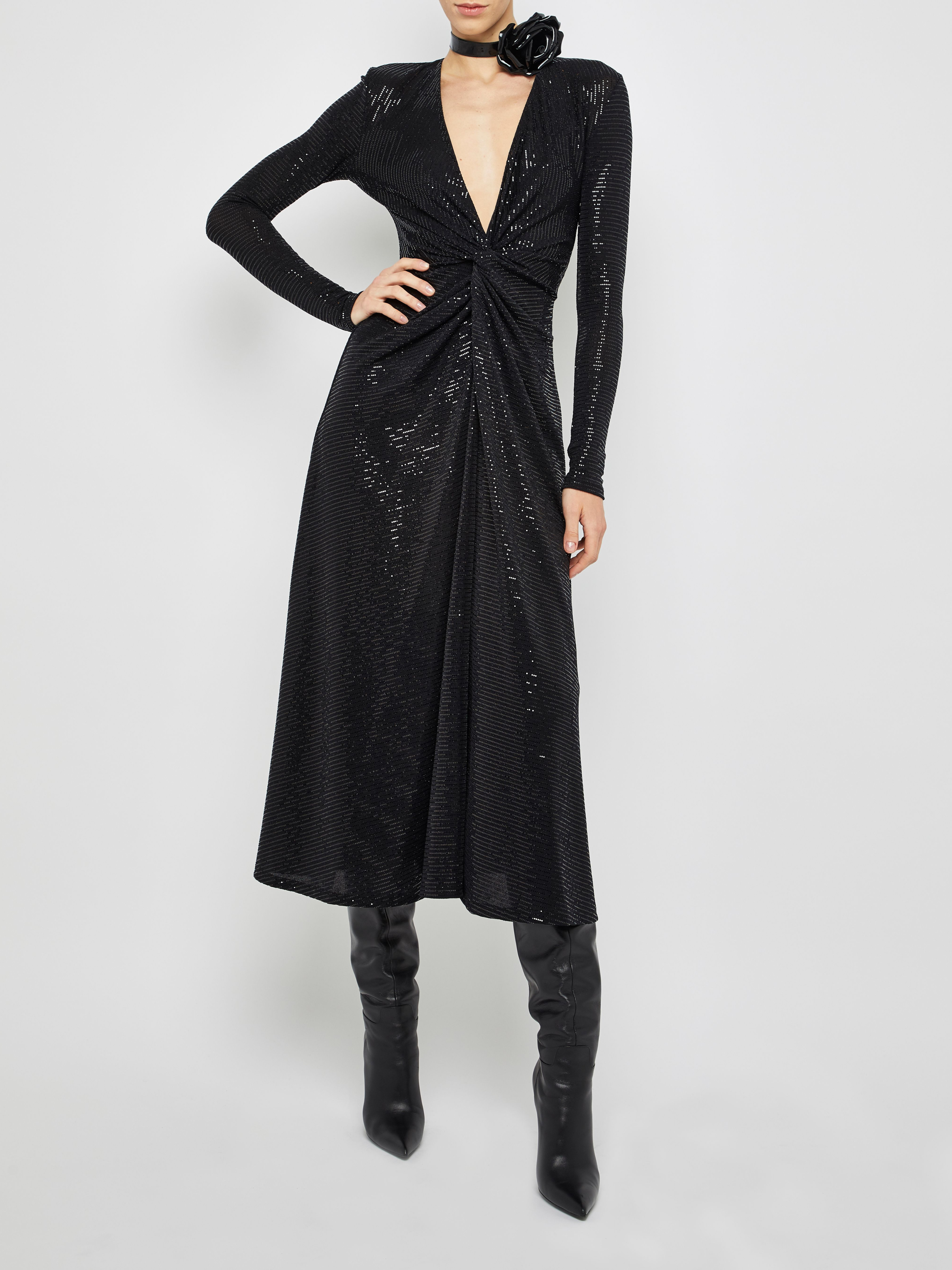 Twist Front Midi Dress in Black,Prabal Gurung,- Fivestory New York