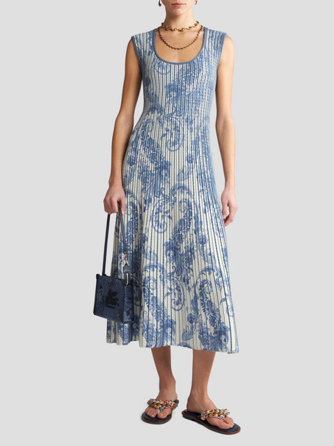 Cap Sleeve Printed Midi Knit Dress,ETRO,- Fivestory New York