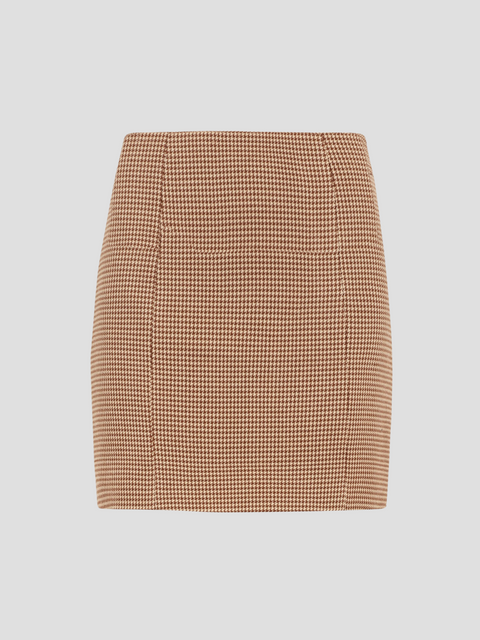 Toffee Houndstooth The First Wife Mini Skirt,FAVORITE DAUGHTER,- Fivestory New York