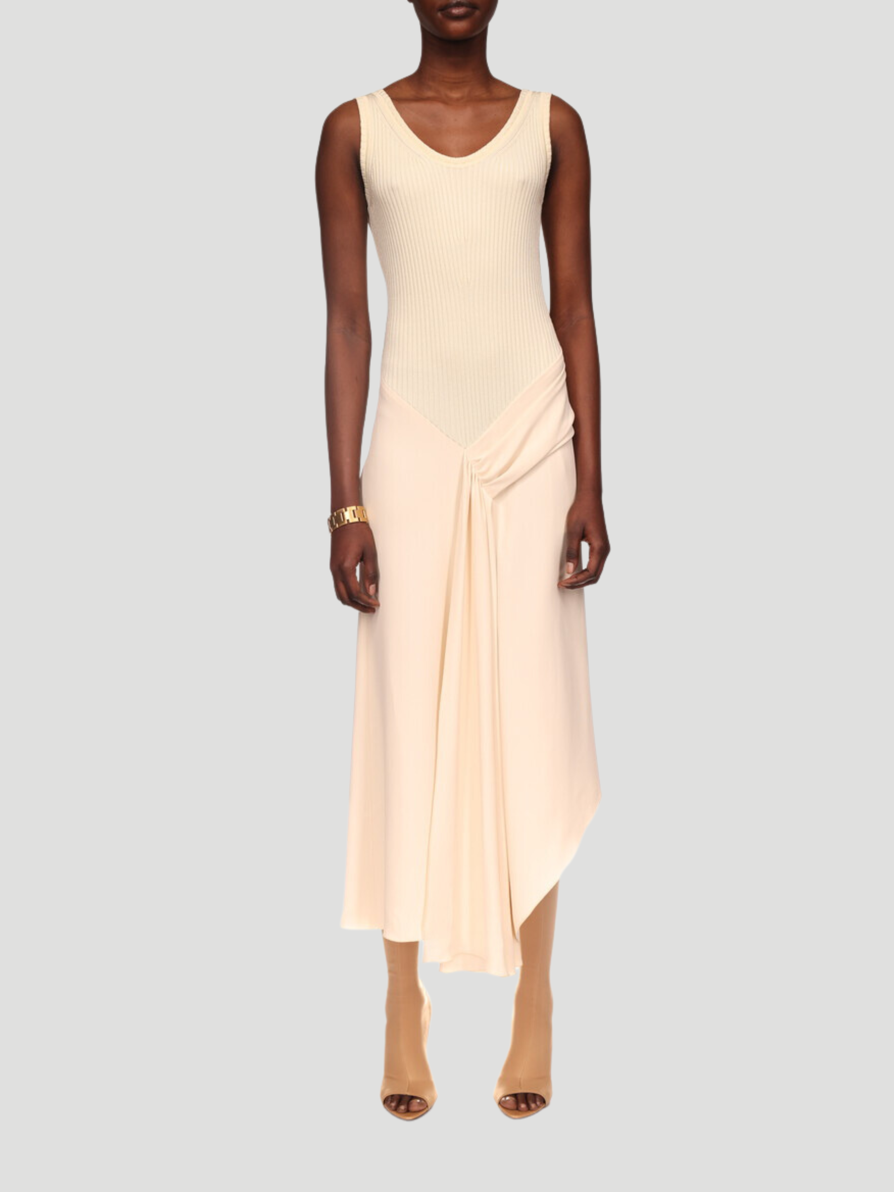 Cream Sleeveless Tie Detail Dress,VICTORIA BECKHAM,- Fivestory New York