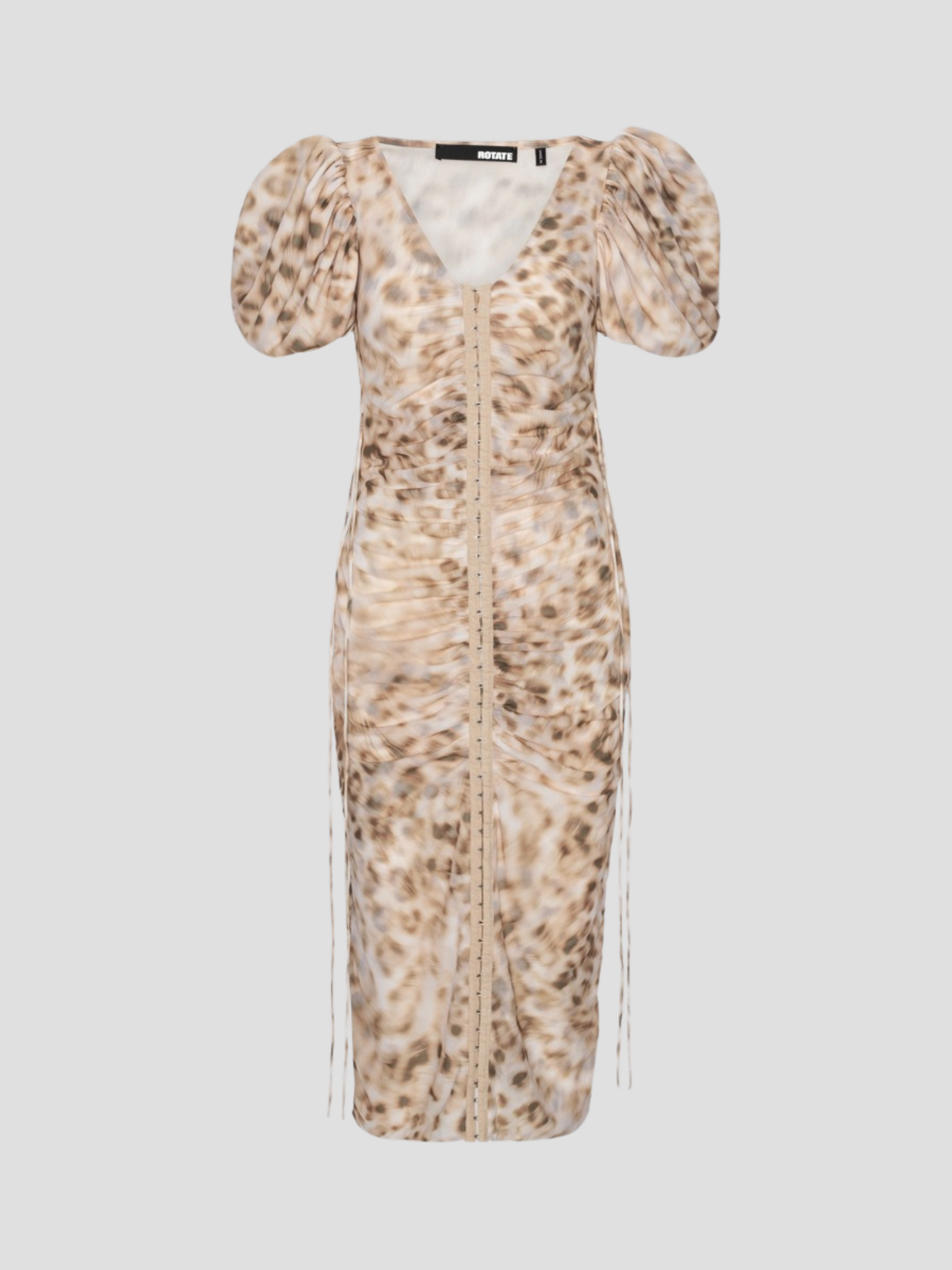 Leopard Print Midi V-Neck Dress,ROTATE Birger Christensen,- Fivestory New York