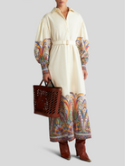 White Belted Midi Shirt Dress,ETRO,- Fivestory New York