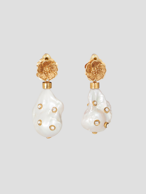 Gold Floral Earrings,Etro,- Fivestory New York
