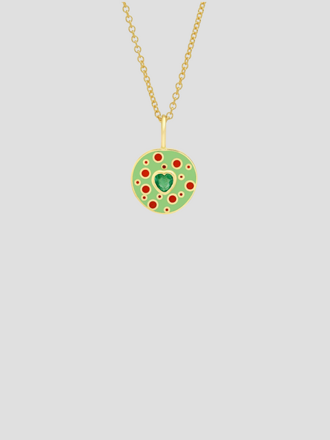 18K YG Fontaine Emerald Heart Enamel Necklace,Sig Ward Jewelry,- Fivestory New York
