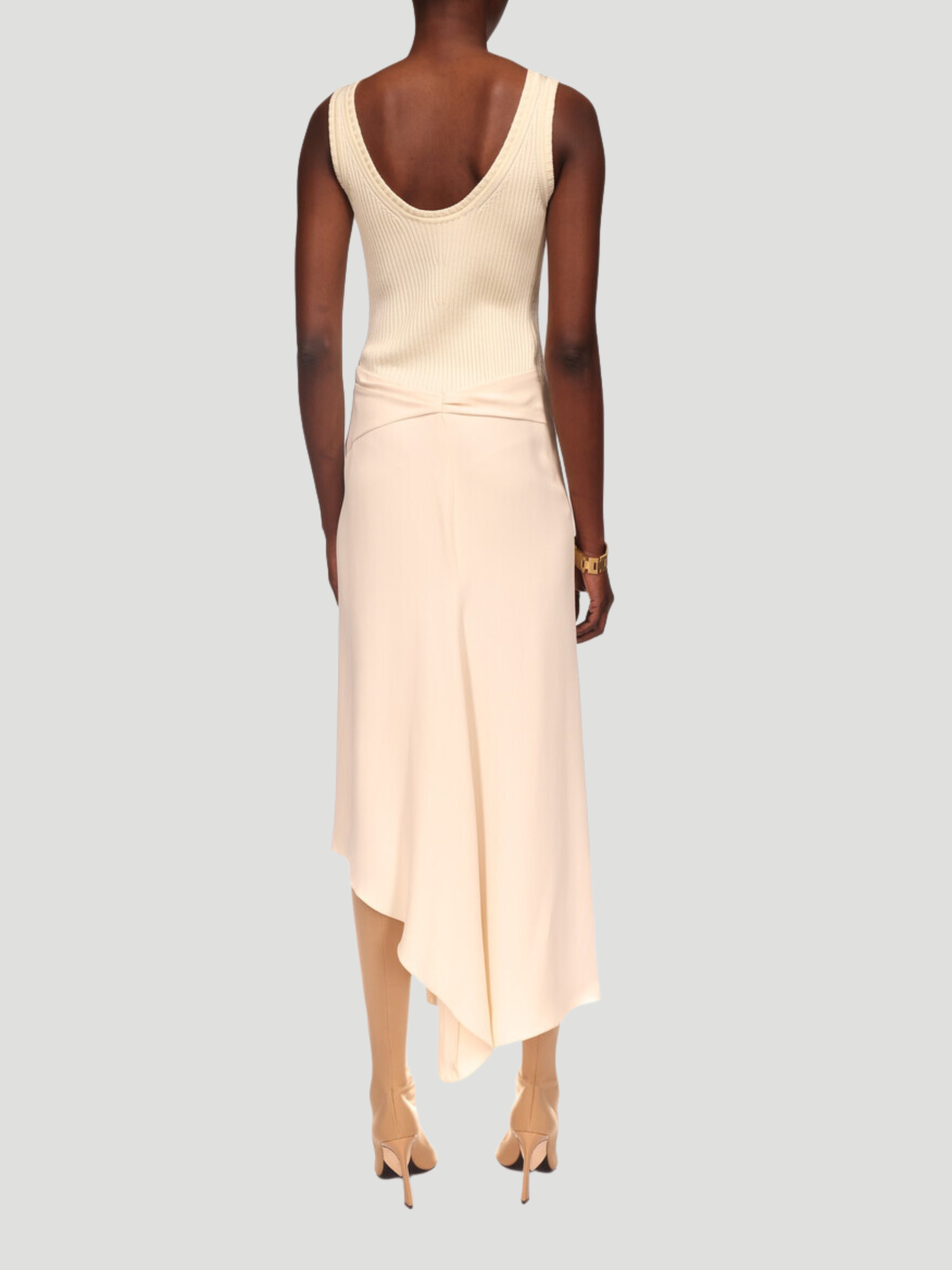 Cream Sleeveless Tie Detail Dress,VICTORIA BECKHAM,- Fivestory New York