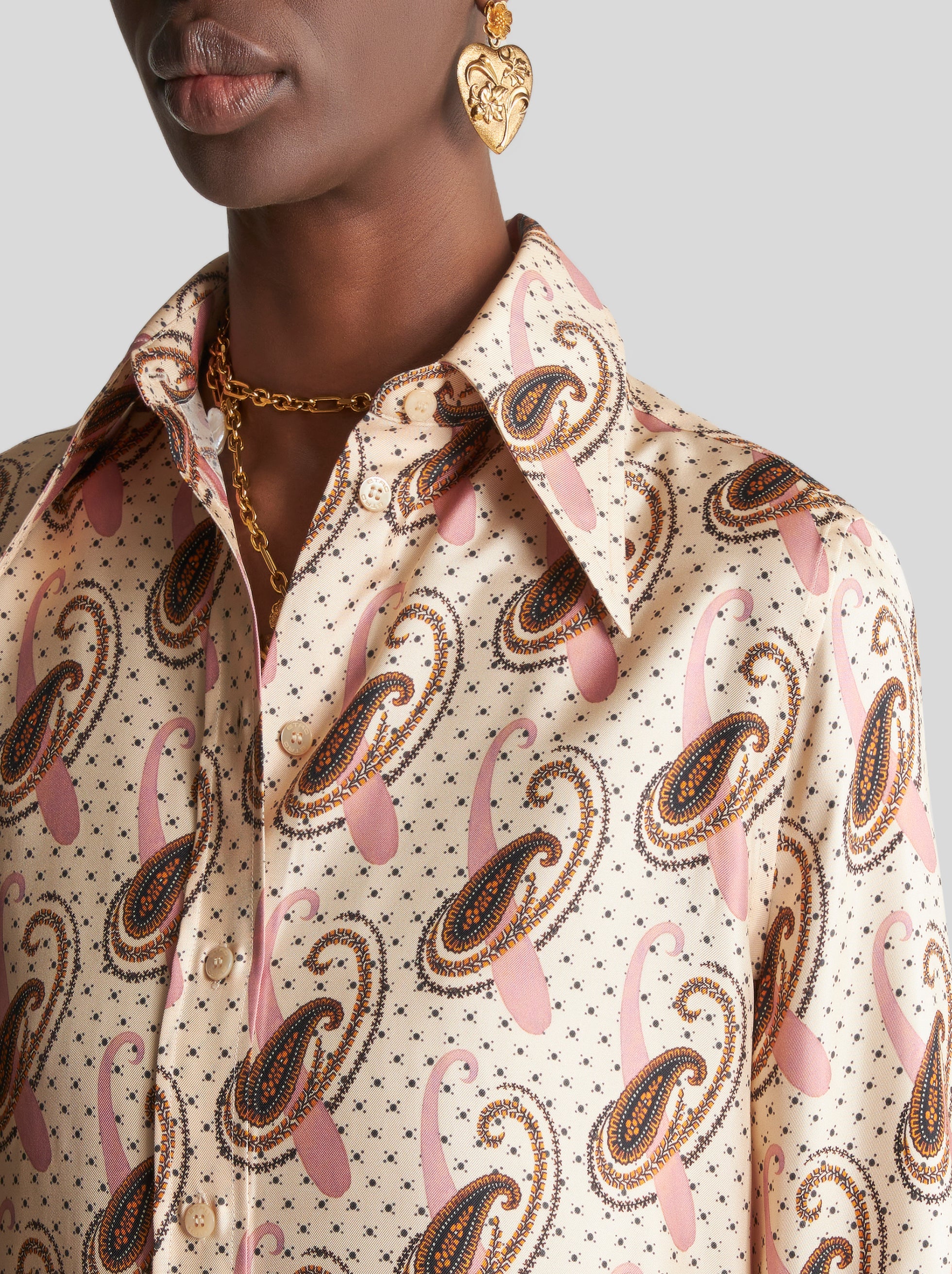 Multi-Print Silk Shirt in Ivory,Etro,- Fivestory New York