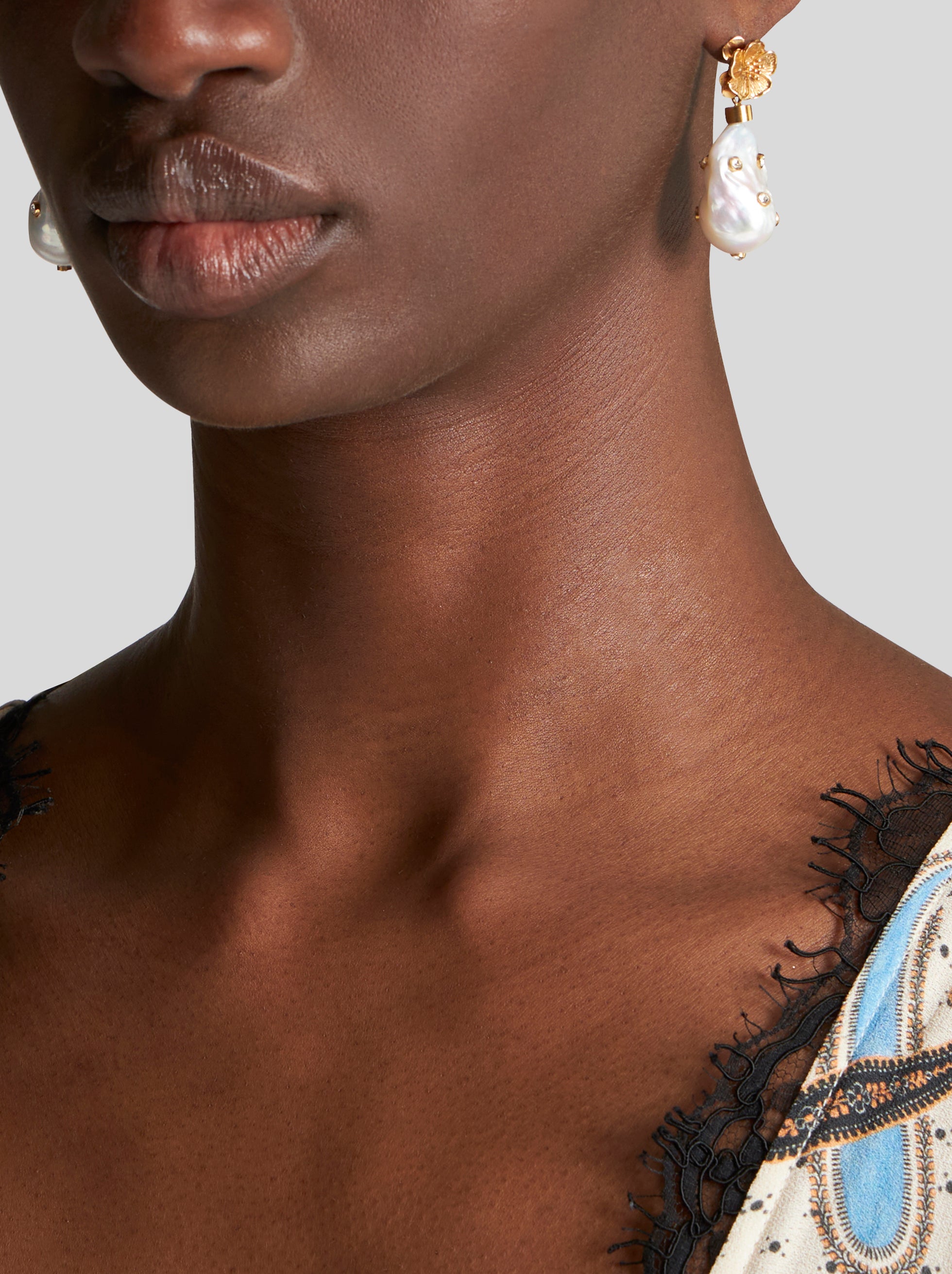 Gold Floral Earrings,Etro,- Fivestory New York