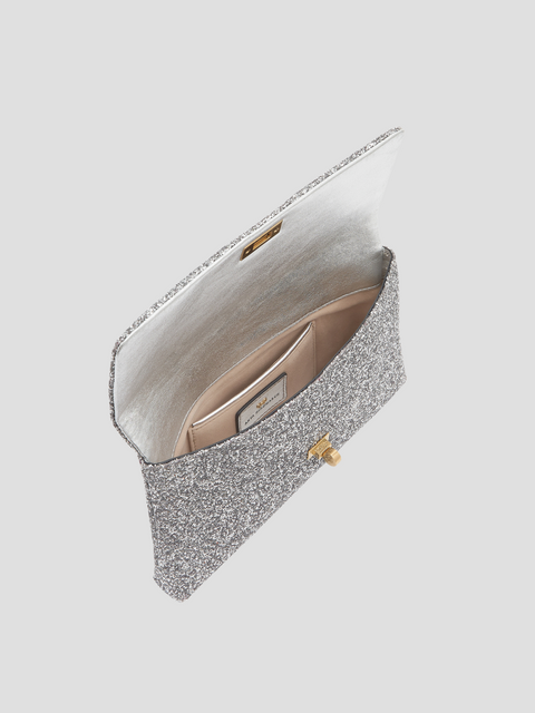Silver Valorie Clutch in Glitter,Anya Hindmarch,- Fivestory New York