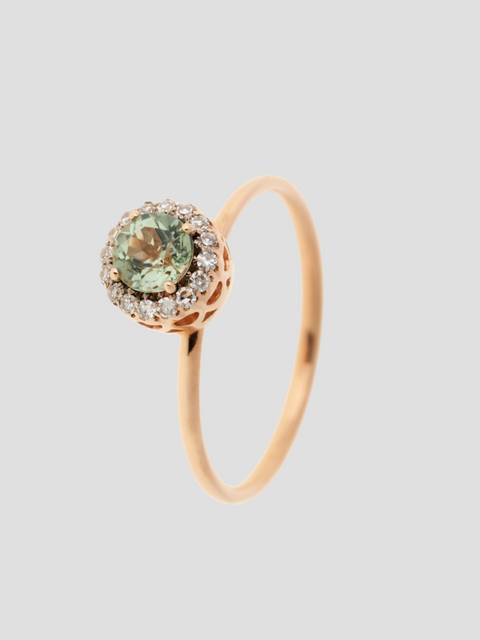 Floral Stone Ring in Pink Gold/Diamond/Tourmaline,Selim Mouzannar,- Fivestory New York