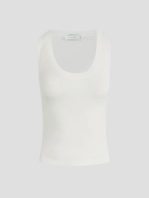 The Ribbed Tank in White,FAVORITE DAUGHTER,- Fivestory New York
