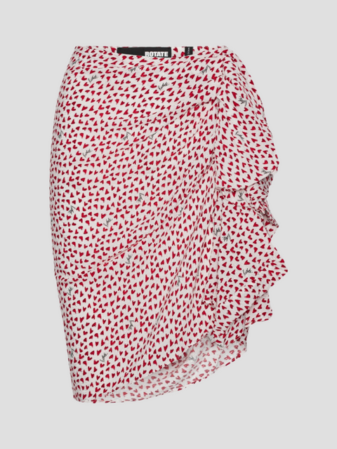 Heart Printed Mini Ruffle Skirt,ROTATE Birger Christensen,- Fivestory New York