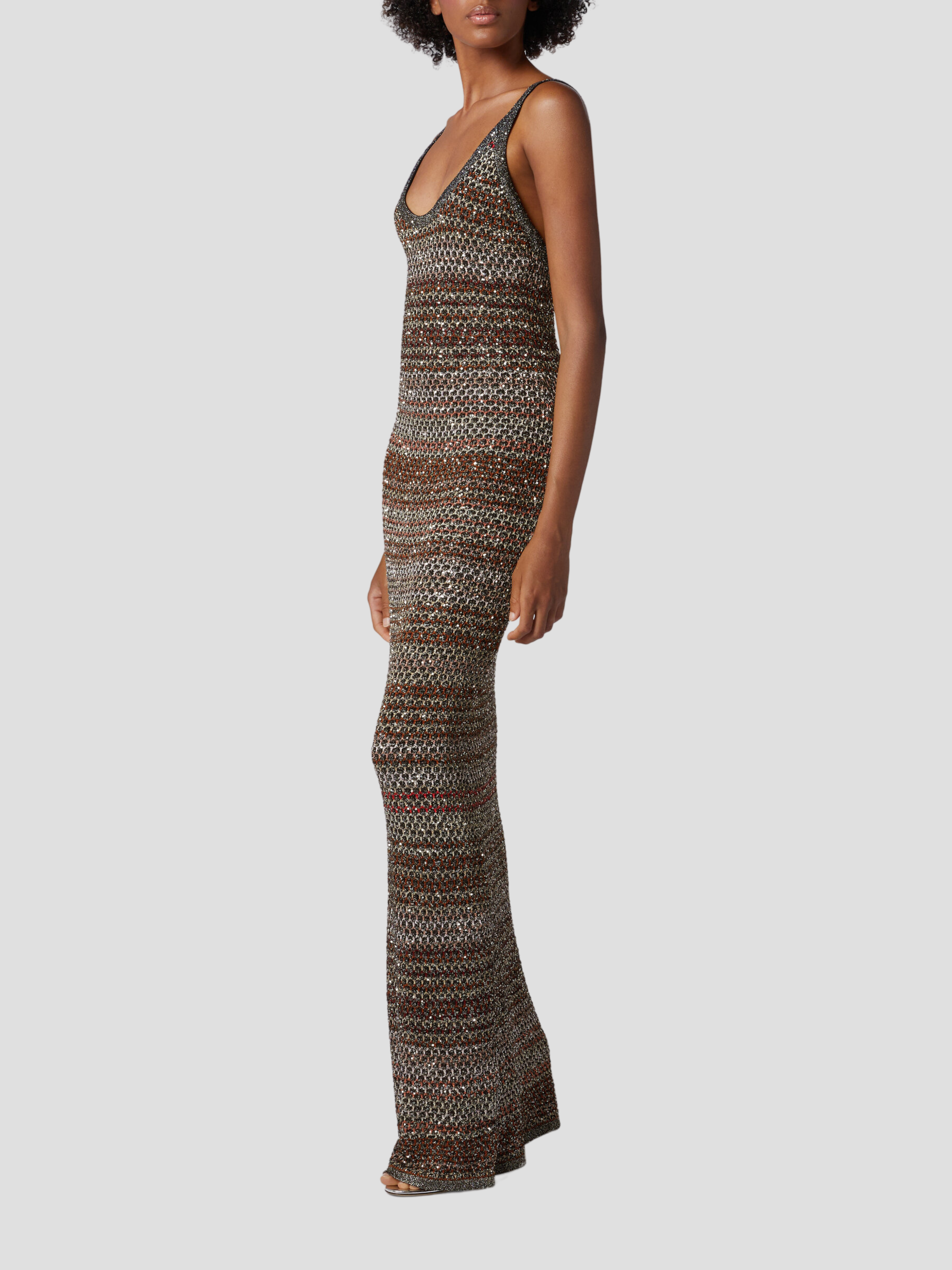 Black Multicolor Mesh Knit Midi Dress with Sequins,MISSONI,- Fivestory New York