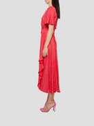 Red Flutter Sleeve Cut-Out Dress,PRABAL GURUNG,- Fivestory New York