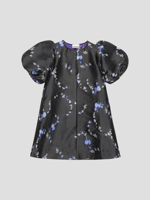 Black Jacquard A-shaped Zip Mini Dress,GANNI,- Fivestory New York