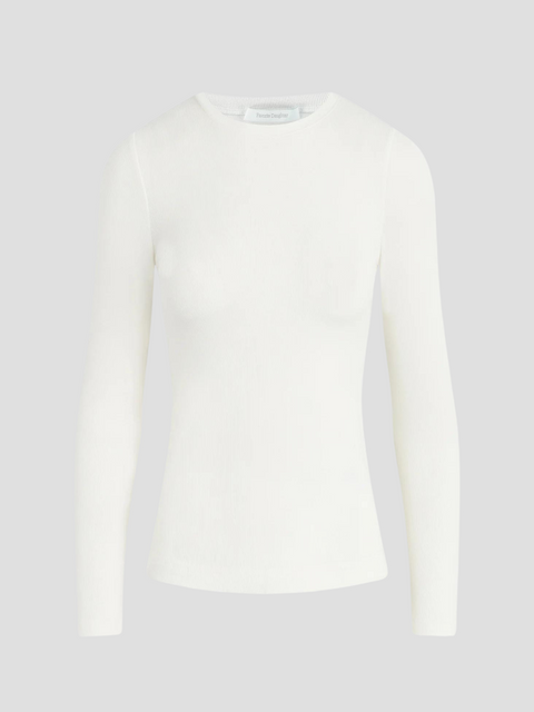 The Ribbed Long Sleeve in White,FAVORITE DAUGHTER,- Fivestory New York