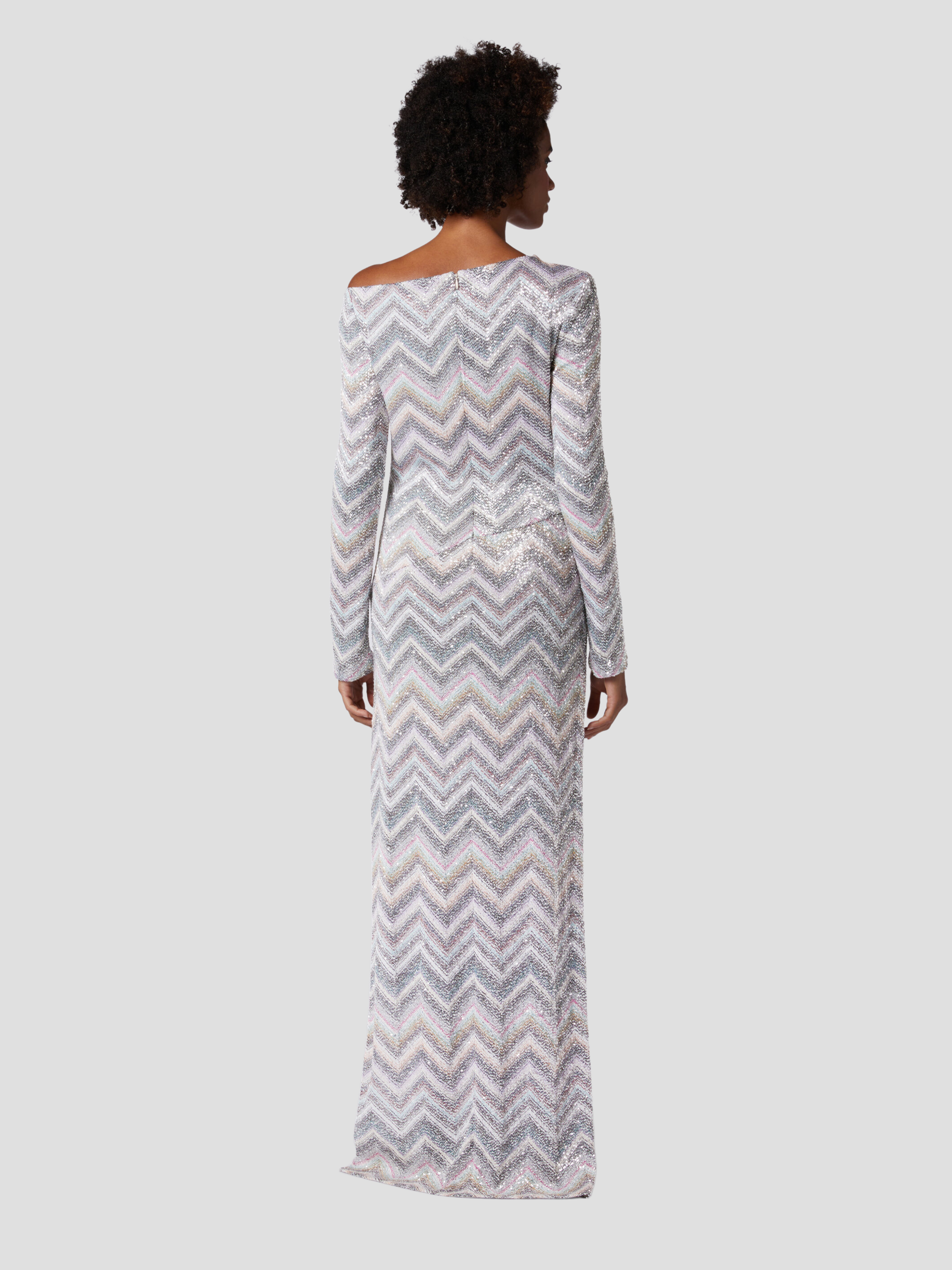 Light Grey Zig Zag Sequins Maxi Dress,MISSONI,- Fivestory New York