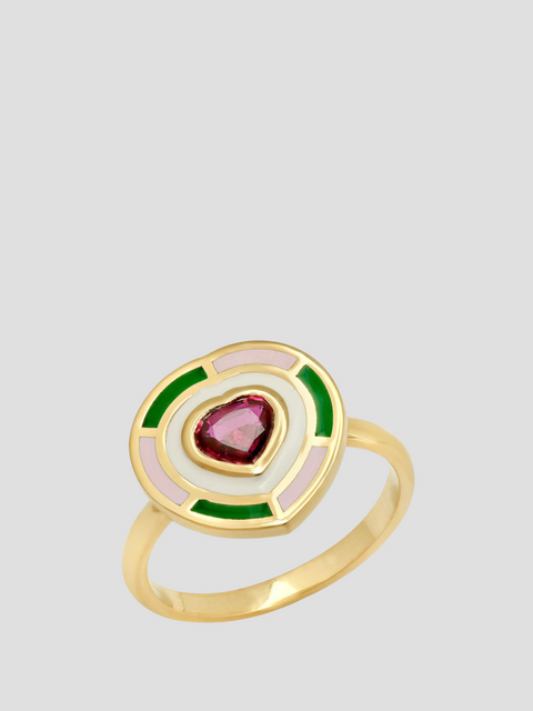 18K YG Fontaine Ruby Heart Enamel Ring,Sig Ward Jewelry,- Fivestory New York