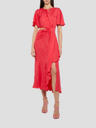 Red Flutter Sleeve Cut-Out Dress,PRABAL GURUNG,- Fivestory New York