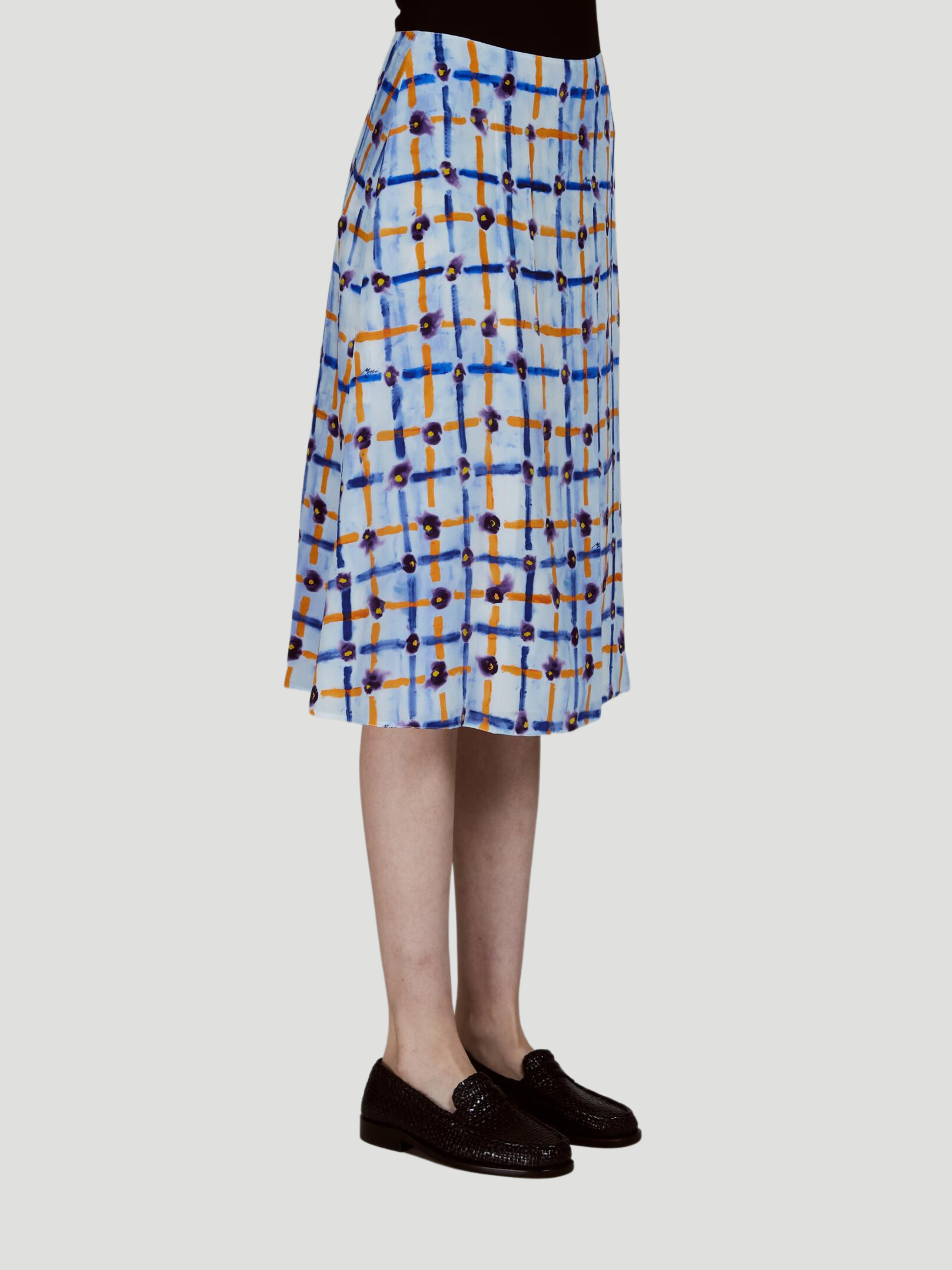 Printed Crepe de Chine Midi Skirt,MARNI,- Fivestory New York