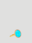 14k Yellow Gold with Turquoise Inlay & Diamond Perimeter Ring,Ali Grace Jewelry,- Fivestory New York