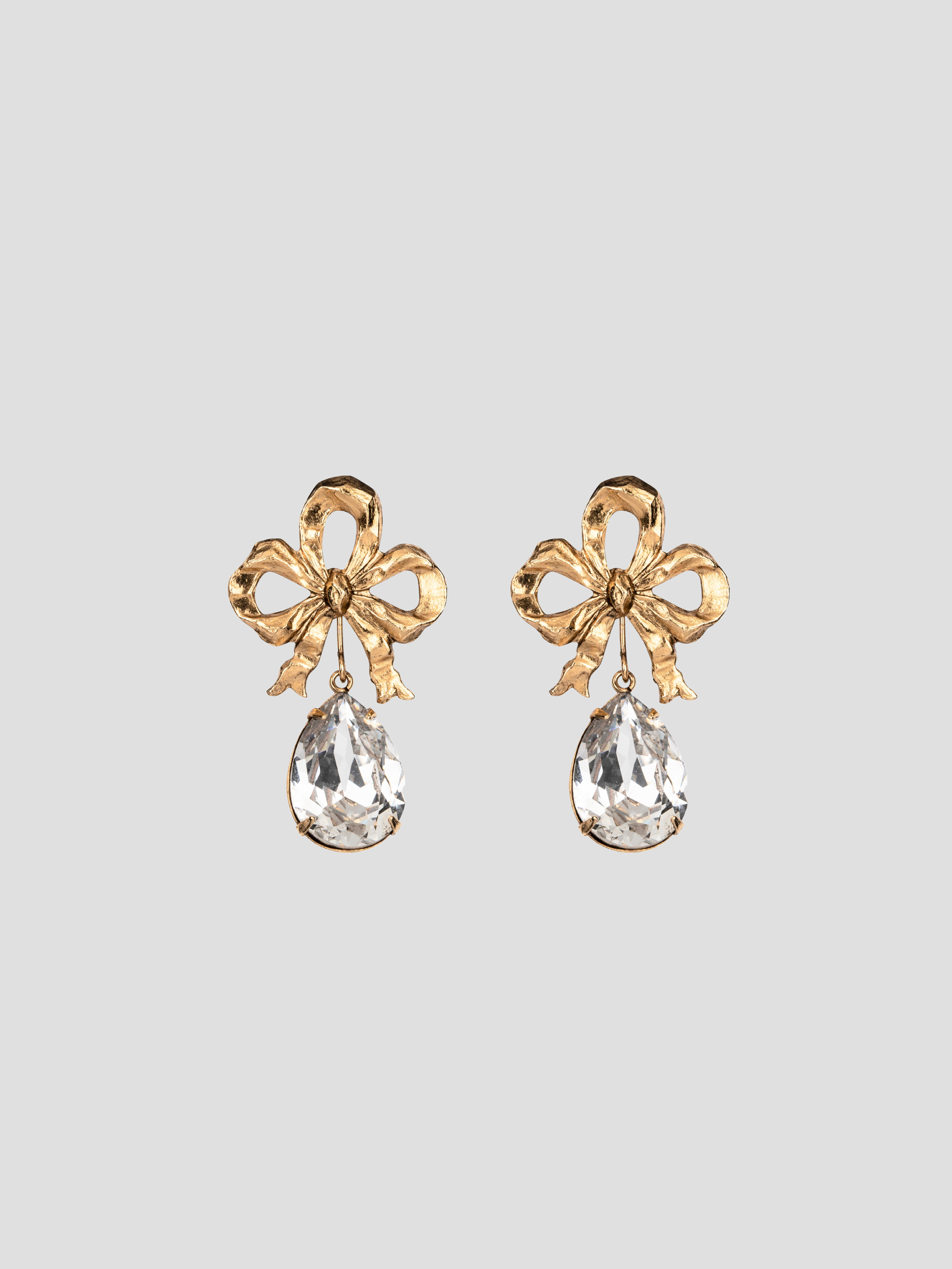 Eloise Crystal Gold Plated Bow Stud Earrings Fivestory New York