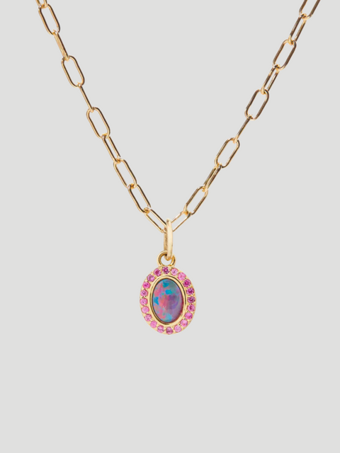 14k Yellow Gold with Australian Opal & Pink Sapphires Charm,Ali Grace Jewelry,- Fivestory New York