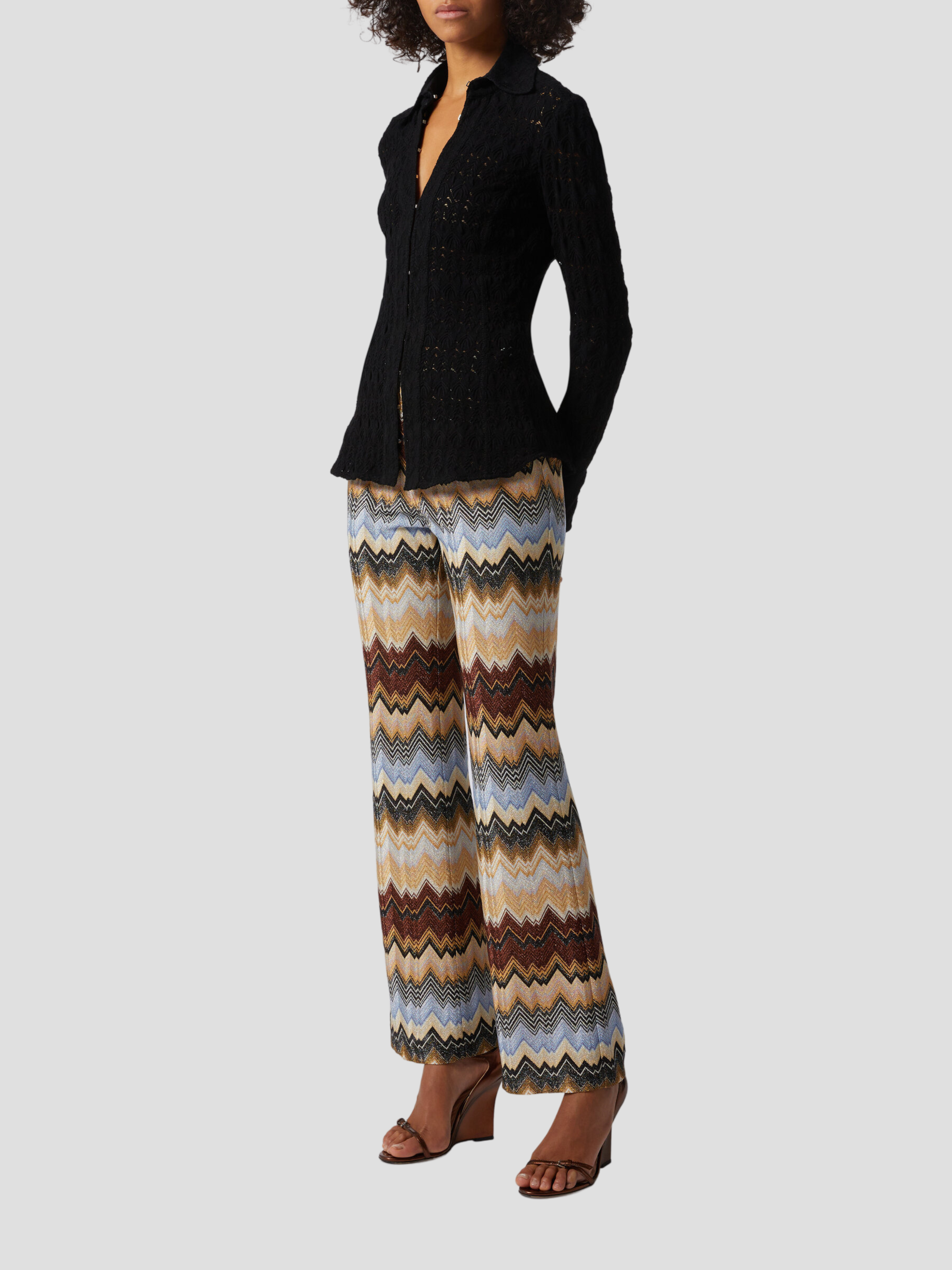 Brown Multi Zig Zag Pant,MISSONI,- Fivestory New York